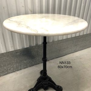 โต๊ะหินอ่อนกลมสไตล์บิสโทรขาเหล็กหล่อ