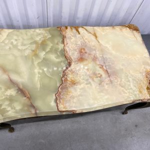 โต๊ะกลางขาทองเหลืองท็อปหินอ่อนสีเขียว