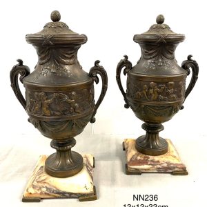 แจกันพิวเตอร์ฐานหินอ่อนคู่