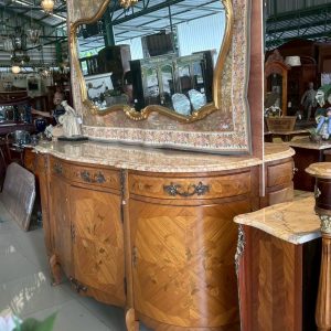 ตู้ไซด์บอร์ดสไตล์หลุยส์ 15 ทอปหินอ่อน Sideboard