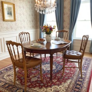 เก้าอี้เบาะหนังดึงดุมสไตล์นโปเลียน 3 ชุด 4 ตัว