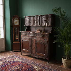 ตู้บุฟเฟต์2ชั้นสไตล์นอร์มังดีบานประตูบนเลื่อนซ้ายขวา