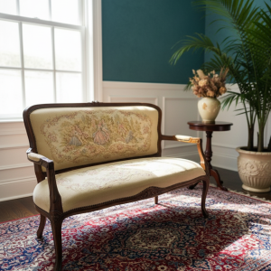 โซฟาผ้าปักลายคู่รักยุคโบราณ