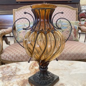 แจกันแก้วเป่าเหล็กดัดสไตล์มูราโน่